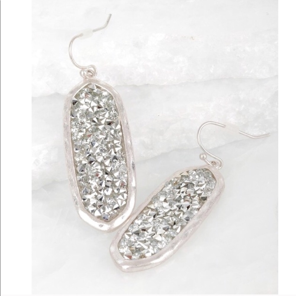 Silver Glitter Drop earrings
